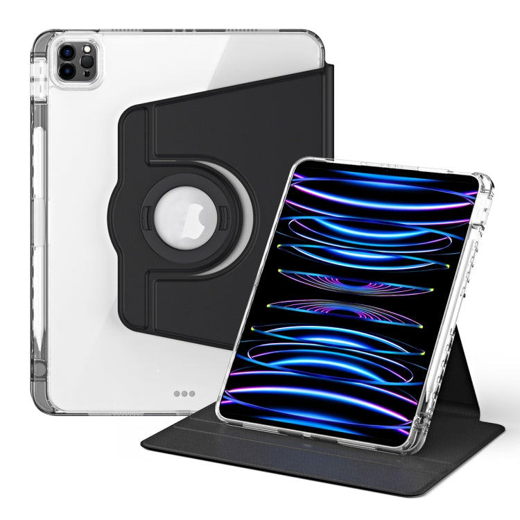For iPad Air 13 2024 / Pro 12.9 2022 360 Rotation Detachable Clear Acrylic Leather Tablet Case(Black) - iPad Pro 12.9 (2022/2021) Cases by PMC TechLife | Online Shopping South Africa | PMC TechLife | Buy Now Pay Later Mobicred
