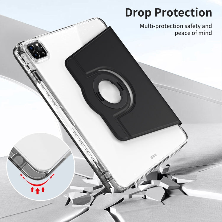 For iPad Air 13 2024 / Pro 12.9 2022 360 Rotation Detachable Clear Acrylic Leather Tablet Case(Black) - iPad Pro 12.9 (2022/2021) Cases by PMC TechLife | Online Shopping South Africa | PMC TechLife | Buy Now Pay Later Mobicred