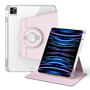 For iPad Air 13 2025 / 2024 360 Rotation Detachable Clear Acrylic Leather Tablet Case(Pink)