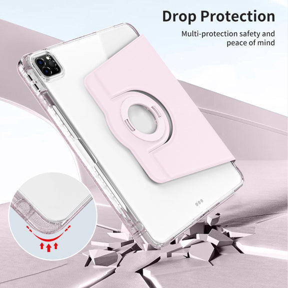 For iPad Air 13 2025 / 2024 360 Rotation Detachable Clear Acrylic Leather Tablet Case(Pink)