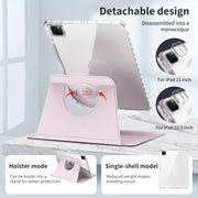 For iPad Air 13 2025 / 2024 360 Rotation Detachable Clear Acrylic Leather Tablet Case(Pink)