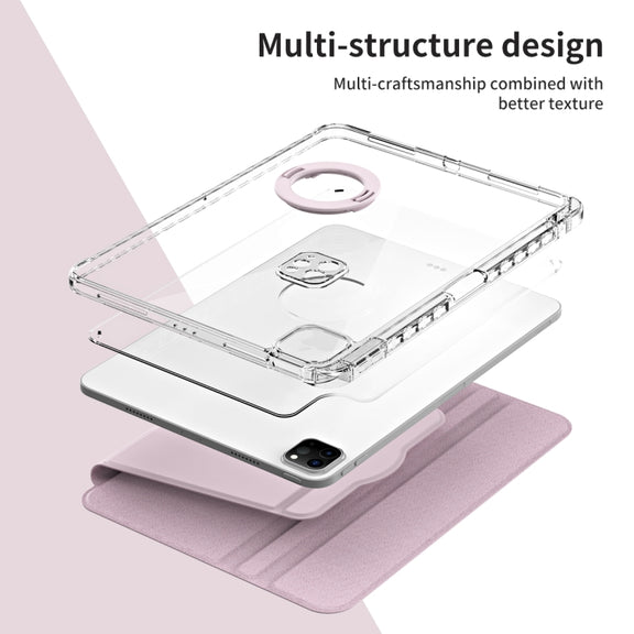 For iPad Air 13 2025 / 2024 360 Rotation Detachable Clear Acrylic Leather Tablet Case(Pink)