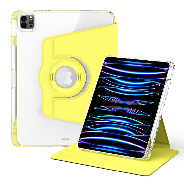 For iPad Air 13 2025 / 2024 360 Rotation Detachable Clear Acrylic Leather Tablet Case(Yellow) - iPad Pro 12.9 (2022/2021) Cases by PMC TechLife | Online Shopping South Africa | PMC TechLife | Buy Now Pay Later Mobicred