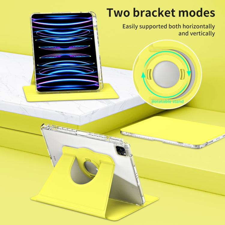 For iPad Air 13 2025 / 2024 360 Rotation Detachable Clear Acrylic Leather Tablet Case(Yellow) - iPad Pro 12.9 (2022/2021) Cases by PMC TechLife | Online Shopping South Africa | PMC TechLife | Buy Now Pay Later Mobicred