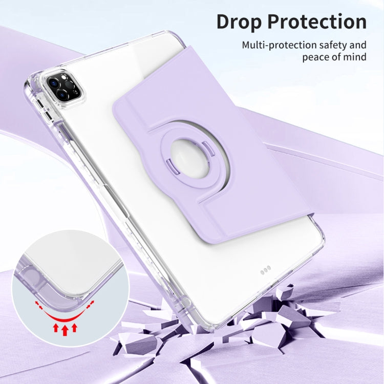 For iPad Air 13 2024 / Pro 12.9 2022 360 Rotation Detachable Clear Acrylic Leather Tablet Case(Light Purple)