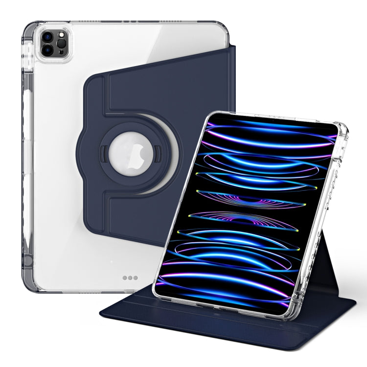 For iPad Air 13 2024 / Pro 12.9 2022 360 Rotation Detachable Clear Acrylic Leather Tablet Case(Dark Blue) - iPad Pro 12.9 (2022/2021) Cases by PMC TechLife | Online Shopping South Africa | PMC TechLife | Buy Now Pay Later Mobicred