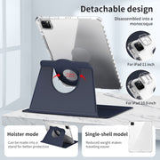 For iPad Air 13 2024 / Pro 12.9 2022 360 Rotation Detachable Clear Acrylic Leather Tablet Case(Dark Blue)