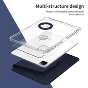 For iPad Air 13 2024 / Pro 12.9 2022 360 Rotation Detachable Clear Acrylic Leather Tablet Case(Dark Blue)