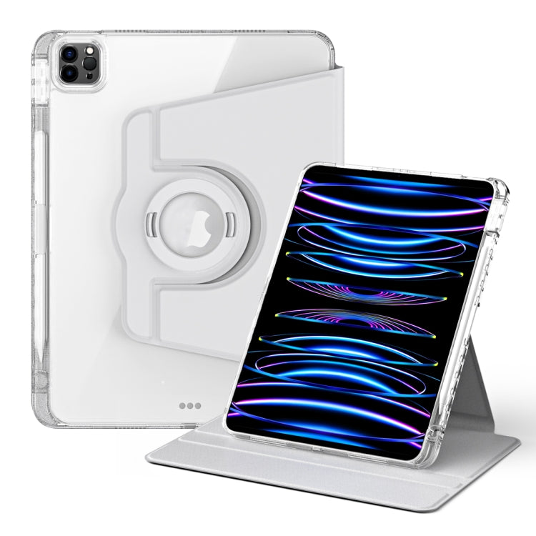 For iPad Air 13 2024 / Pro 12.9 2022 360 Rotation Detachable Clear Acrylic Leather Tablet Case(Grey) - iPad Pro 12.9 (2022/2021) Cases by PMC TechLife | Online Shopping South Africa | PMC TechLife | Buy Now Pay Later Mobicred