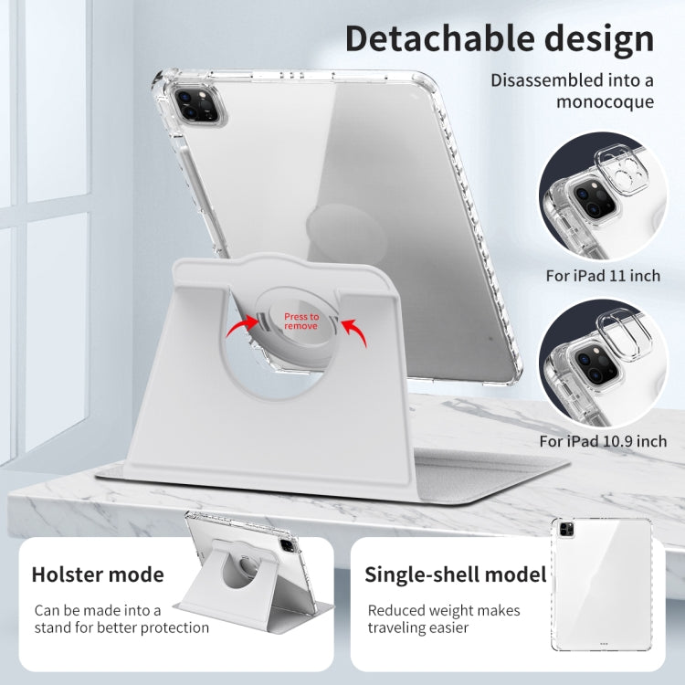 For iPad Air 13 2024 / Pro 12.9 2022 360 Rotation Detachable Clear Acrylic Leather Tablet Case(Grey) - iPad Pro 12.9 (2022/2021) Cases by PMC TechLife | Online Shopping South Africa | PMC TechLife | Buy Now Pay Later Mobicred