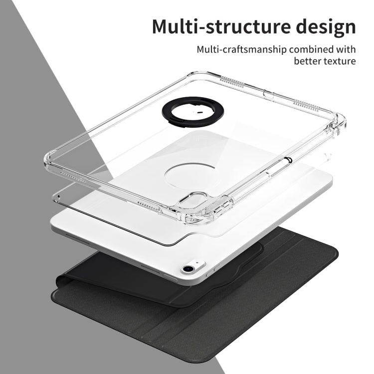 For iPad Air 11 2024 360 Rotation Detachable Clear Acrylic Leather Tablet Case(Black) - iPad Air 11 2024 Cases by PMC TechLife | Online Shopping South Africa | PMC TechLife | Buy Now Pay Later Mobicred