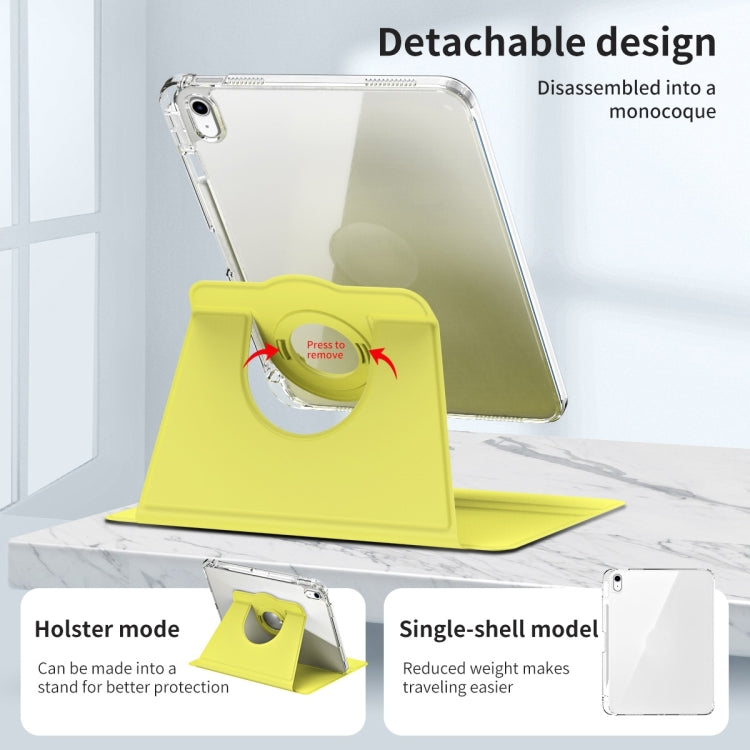 For iPad Air 11 2025 / 2024 360 Rotation Detachable Clear Acrylic Leather Tablet Case(Yellow) - iPad Air 11 2025 / 2024 Cases by PMC TechLife | Online Shopping South Africa | PMC TechLife | Buy Now Pay Later Mobicred