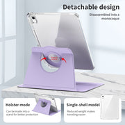 For iPad Air 11 2024 360 Rotation Detachable Clear Acrylic Leather Tablet Case(Light Purple)