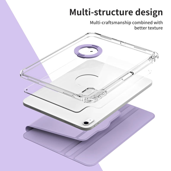 For iPad Air 11 2024 360 Rotation Detachable Clear Acrylic Leather Tablet Case(Light Purple)