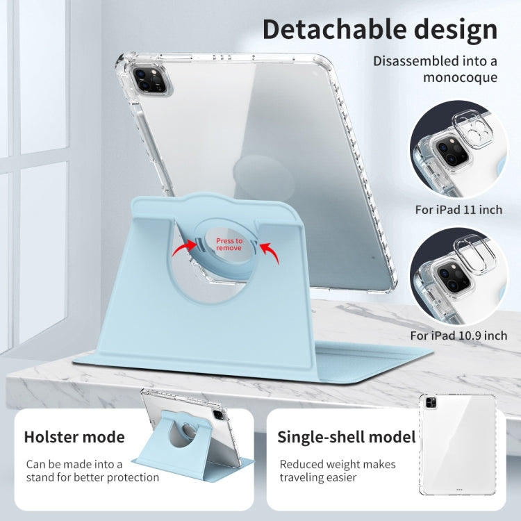For iPad Pro 11 2024 360 Rotation Detachable Clear Acrylic Leather Tablet Case(Ice Blue) - iPad Pro 11 2024 Cases by PMC TechLife | Online Shopping South Africa | PMC TechLife | Buy Now Pay Later Mobicred