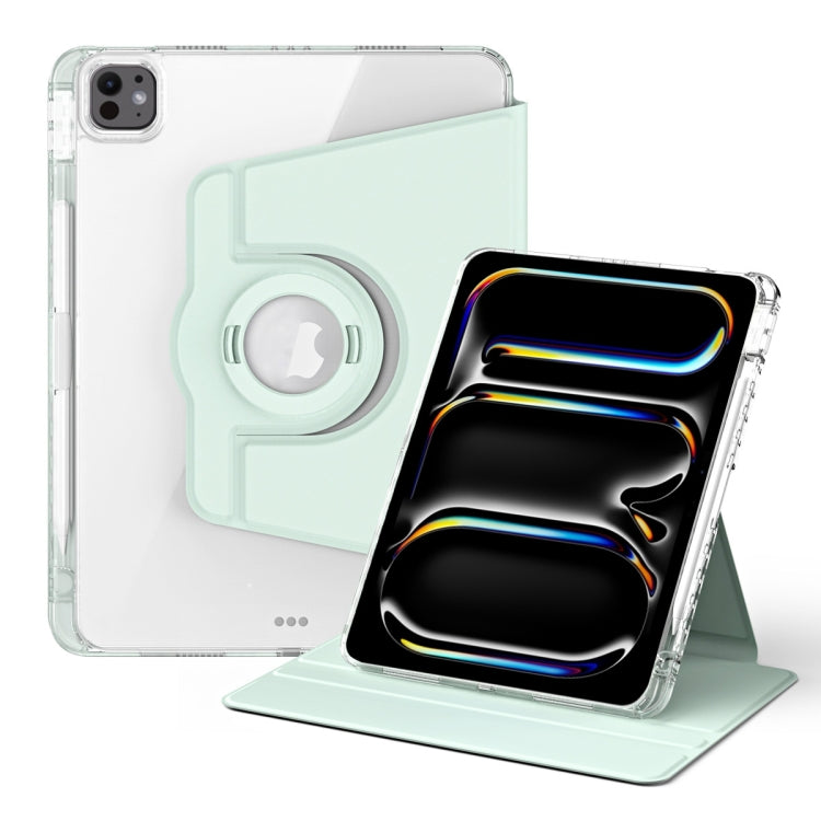 For iPad Pro 11 2024 360 Rotation Detachable Clear Acrylic Leather Tablet Case(Light Green) - iPad Pro 11 2024 Cases by PMC TechLife | Online Shopping South Africa | PMC TechLife | Buy Now Pay Later Mobicred