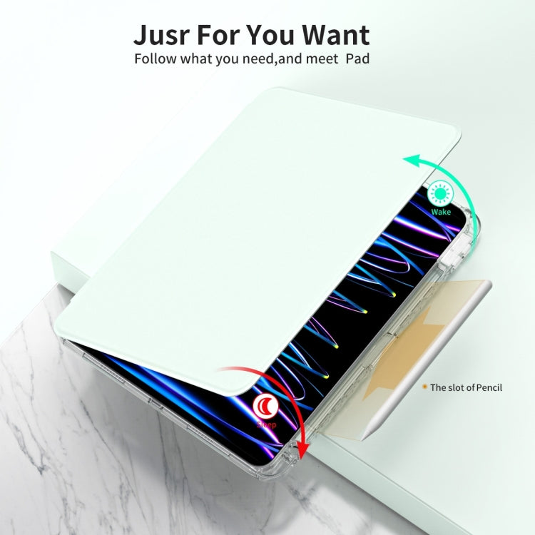 For iPad Pro 11 2024 360 Rotation Detachable Clear Acrylic Leather Tablet Case(Light Green) - iPad Pro 11 2024 Cases by PMC TechLife | Online Shopping South Africa | PMC TechLife | Buy Now Pay Later Mobicred