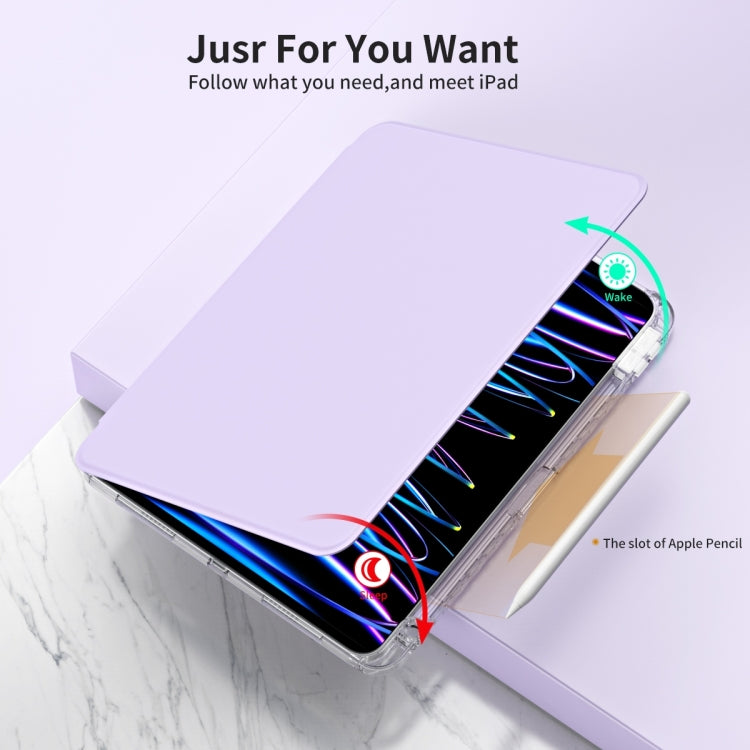 For iPad Pro 11 2024 360 Rotation Detachable Clear Acrylic Leather Tablet Case(Light Purple) - iPad Pro 11 2024 Cases by PMC TechLife | Online Shopping South Africa | PMC TechLife | Buy Now Pay Later Mobicred