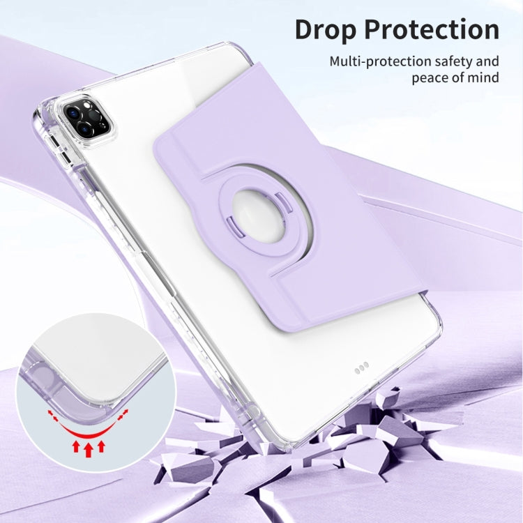 For iPad Pro 11 2024 360 Rotation Detachable Clear Acrylic Leather Tablet Case(Light Purple) - iPad Pro 11 2024 Cases by PMC TechLife | Online Shopping South Africa | PMC TechLife | Buy Now Pay Later Mobicred