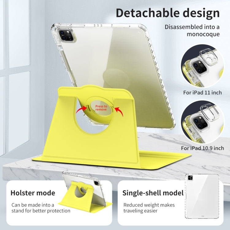 For iPad Pro 13 2024 360 Rotation Detachable Clear Acrylic Leather Tablet Case(Yellow)