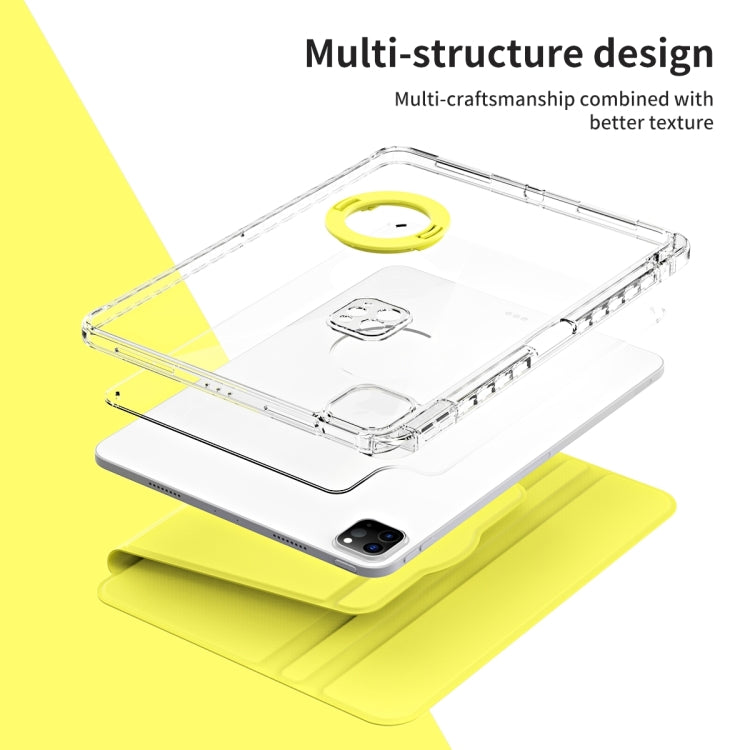 For iPad Pro 13 2024 360 Rotation Detachable Clear Acrylic Leather Tablet Case(Yellow)