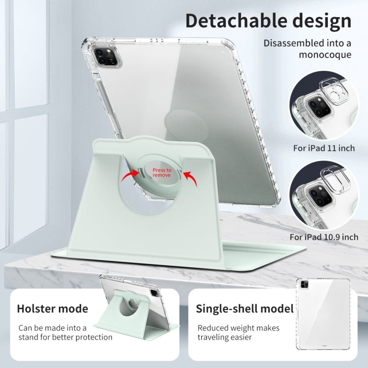 For iPad Pro 13 2024 360 Rotation Detachable Clear Acrylic Leather Tablet Case(Light Green) - iPad Pro 13 2024 Cases by PMC TechLife | Online Shopping South Africa | PMC TechLife | Buy Now Pay Later Mobicred