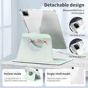 For iPad Pro 13 2024 360 Rotation Detachable Clear Acrylic Leather Tablet Case(Light Green)