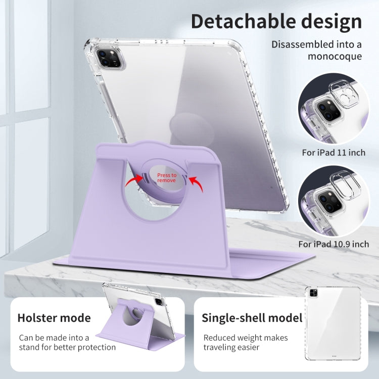 For iPad Pro 13 2024 360 Rotation Detachable Clear Acrylic Leather Tablet Case(Light Purple) - iPad Pro 13 2024 Cases by PMC TechLife | Online Shopping South Africa | PMC TechLife | Buy Now Pay Later Mobicred