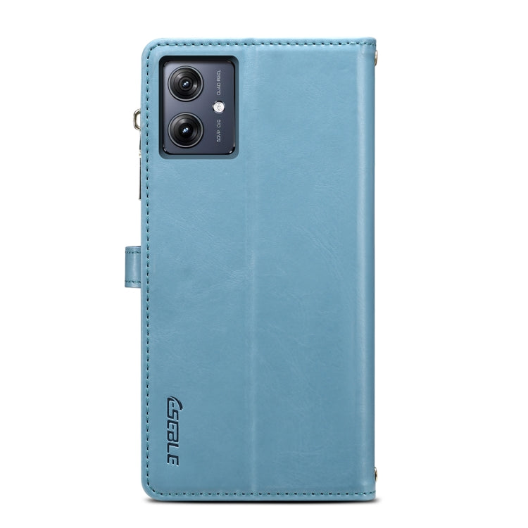 For Motorola Moto G54 ESEBLE Star Series Lanyard Zipper Wallet RFID Leather Case(Blue)