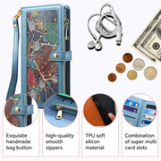For Motorola Moto G54 ESEBLE Star Series Lanyard Zipper Wallet RFID Leather Case(Blue)
