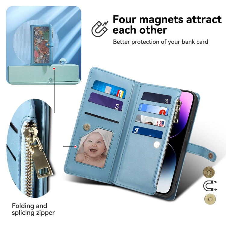 For Motorola Moto G54 ESEBLE Star Series Lanyard Zipper Wallet RFID Leather Case(Blue) - Motorola Cases by ESEBLE | Online Shopping South Africa | PMC TechLife | Buy Now Pay Later Mobicred