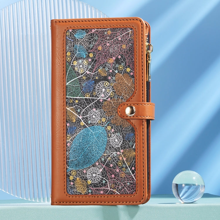 For Motorola Moto G04 / G24 ESEBLE Star Series Lanyard Zipper Wallet RFID Leather Case(Brown) - Motorola Cases by ESEBLE | Online Shopping South Africa | PMC TechLife | Buy Now Pay Later Mobicred