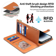 For Motorola Moto G04 / G24 ESEBLE Star Series Lanyard Zipper Wallet RFID Leather Case(Brown)