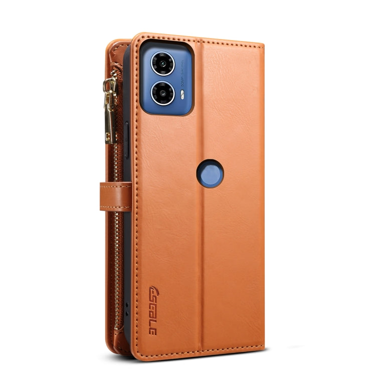 For Motorola Moto G24 Power ESEBLE Star Series Lanyard Zipper Wallet RFID Leather Case(Brown)
