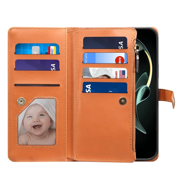 For Motorola Moto G24 Power ESEBLE Star Series Lanyard Zipper Wallet RFID Leather Case(Brown)