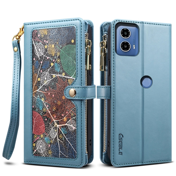 For Motorola Moto G34 ESEBLE Star Series Lanyard Zipper Wallet RFID Leather Case(Blue) - Motorola Cases by ESEBLE | Online Shopping South Africa | PMC TechLife | Buy Now Pay Later Mobicred