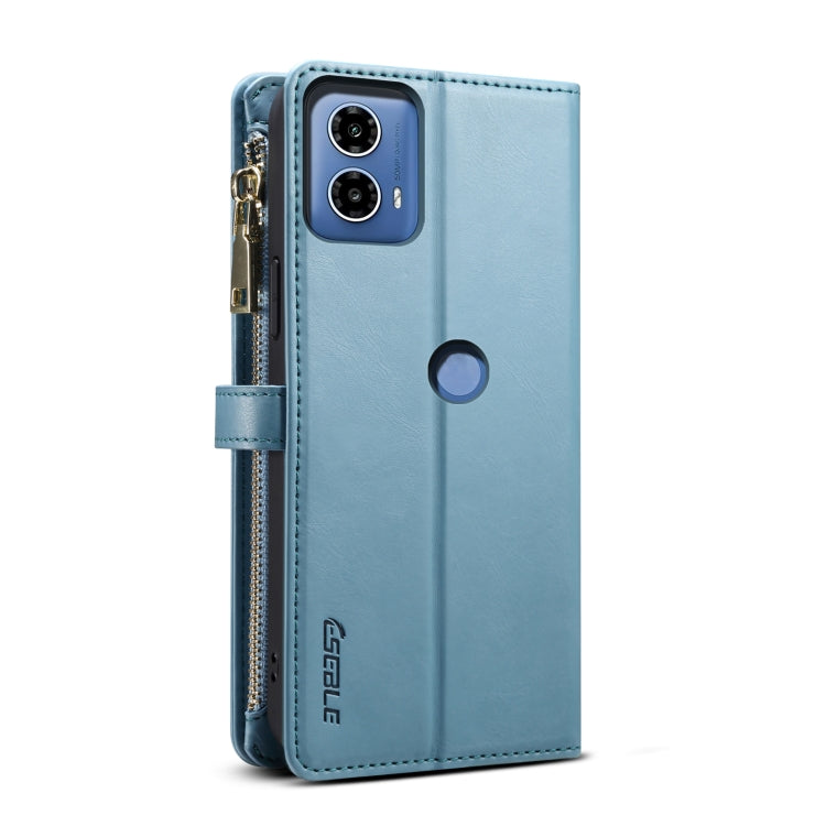 For Motorola Moto G34 ESEBLE Star Series Lanyard Zipper Wallet RFID Leather Case(Blue)