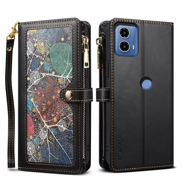 For Motorola Moto G34 ESEBLE Star Series Lanyard Zipper Wallet RFID Leather Case(Black) - Motorola Cases by ESEBLE | Online Shopping South Africa | PMC TechLife | Buy Now Pay Later Mobicred