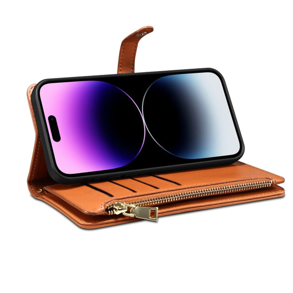 For Motorola Edge 50 Fusion ESEBLE Star Series Lanyard Zipper Wallet RFID Leather Case(Brown)
