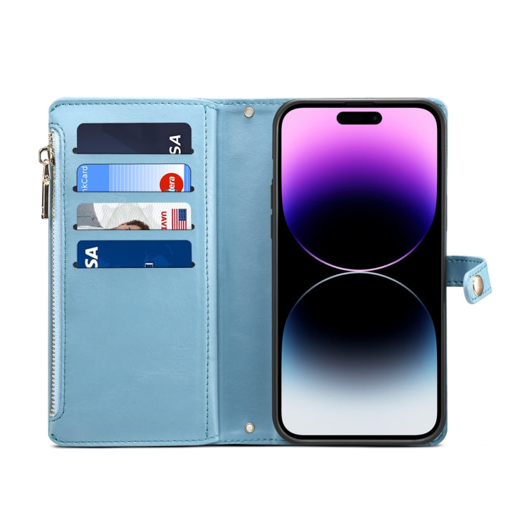 For Motorola Edge 50 Fusion ESEBLE Star Series Lanyard Zipper Wallet RFID Leather Case(Blue)