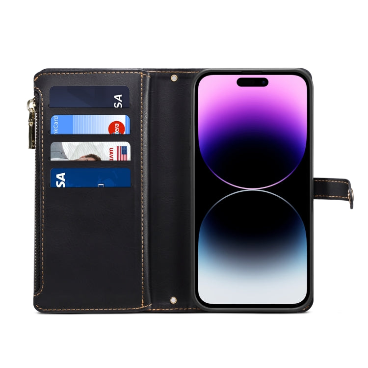 For Motorola Edge 50 Fusion ESEBLE Star Series Lanyard Zipper Wallet RFID Leather Case(Black)