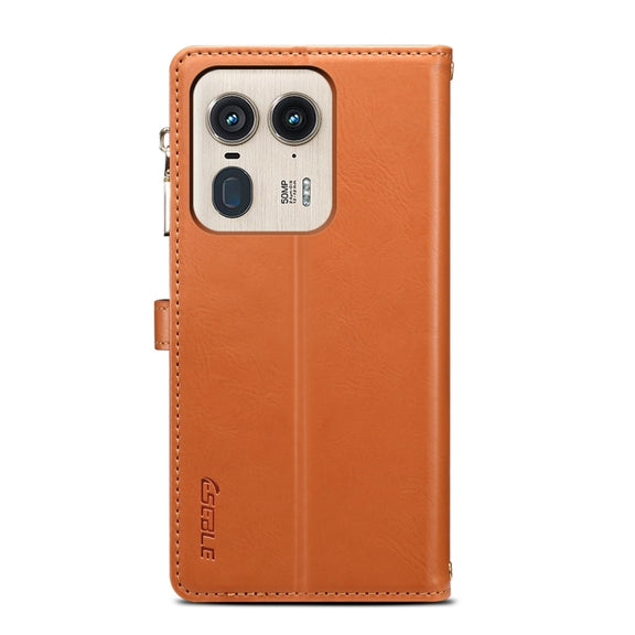For Motorola Edge 50 Ultra ESEBLE Star Series Lanyard Zipper Wallet RFID Leather Case(Brown)