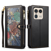 For Motorola Edge 50 Ultra ESEBLE Star Series Lanyard Zipper Wallet RFID Leather Case(Black)