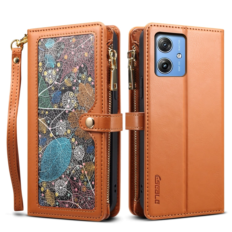 For Motorola Moto G54 5G Global ESEBLE Star Series Lanyard Zipper Wallet RFID Leather Case(Brown) - Motorola Cases by ESEBLE | Online Shopping South Africa | PMC TechLife | Buy Now Pay Later Mobicred