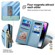 For Motorola Moto G64 5G Global ESEBLE Star Series Lanyard Zipper Wallet RFID Leather Case(Blue)