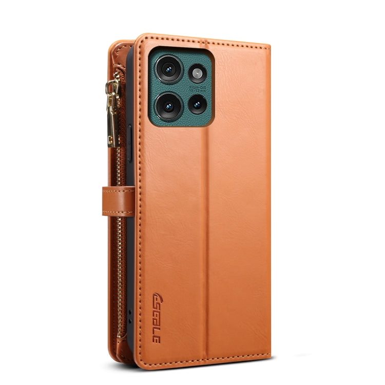For Motorola Edge 50 5G Global ESEBLE Star Series Lanyard Zipper Wallet RFID Leather Case(Brown)
