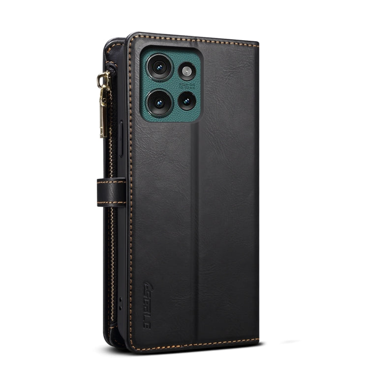 For Motorola Edge 50 5G Global ESEBLE Star Series Lanyard Zipper Wallet RFID Leather Case(Black)