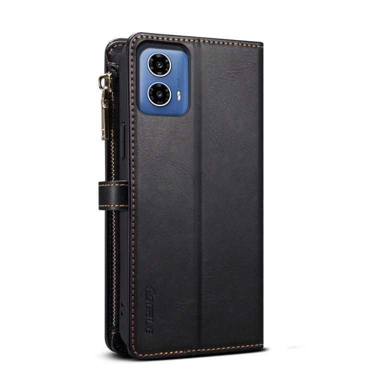 For Motorola Moto G34 5G / G45 5G ESEBLE Star Series Lanyard Zipper Wallet RFID Leather Case(Black)