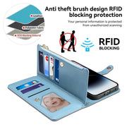 For Motorola Moto G75 5G ESEBLE Star Series Lanyard Zipper Wallet RFID Leather Case(Blue)
