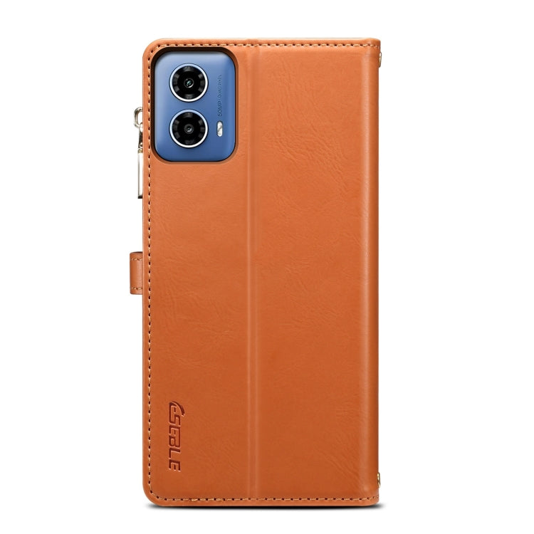 For Motorola Moto G35 ESEBLE Star Series Lanyard Zipper Wallet RFID Leather Case(Brown)